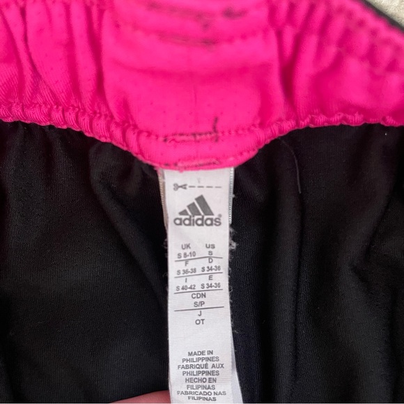 Adidas Kids Climalite Training Running Shorts Pink Black Stripes girls Small - Picture 2 of 3